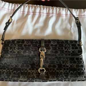 Coach Black and Gray Clutch with Signature Pattern